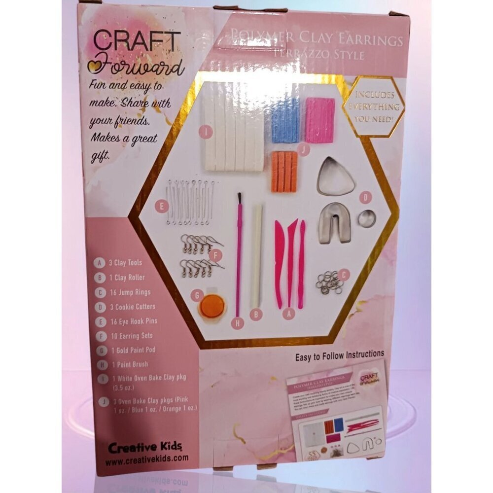 Craft Forward Polymer Clay Earrings Kit  Terrazzo Style  55-Pcs Set 8+ - Picture 2 of 5
